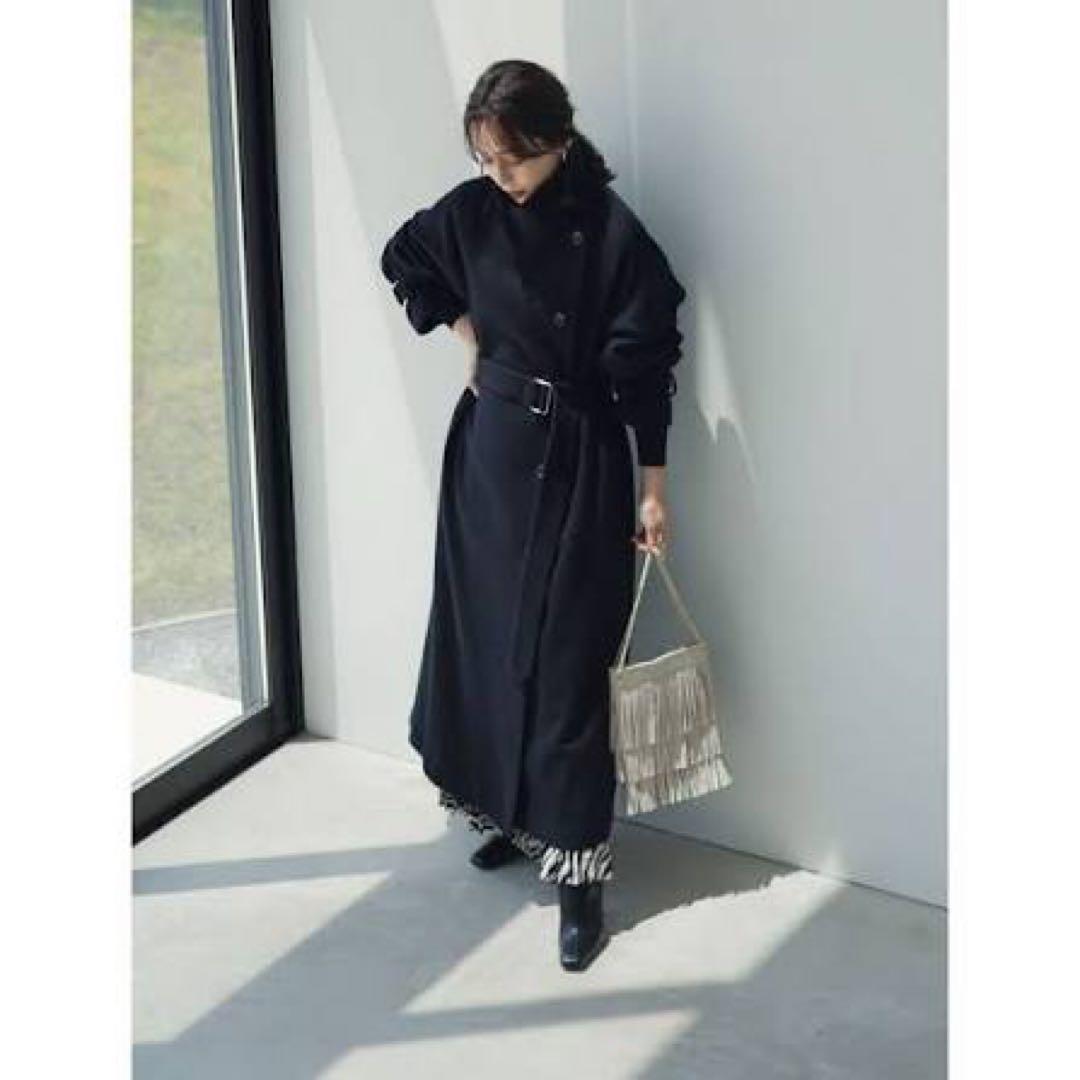 アニュアンス　ロングコート　ネイビー
