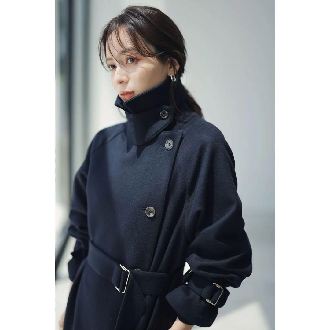アニュアンス　ロングコート　ネイビー