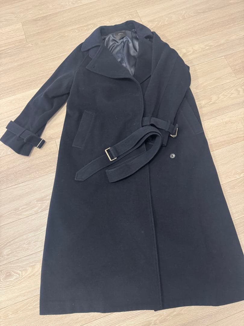 アニュアンス　ロングコート　ネイビー