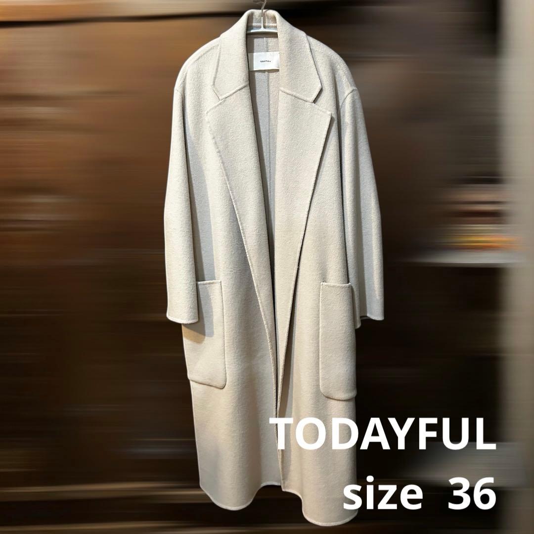 TODAYFUL ウールオーバーコート 36 エクリュ ロングコート