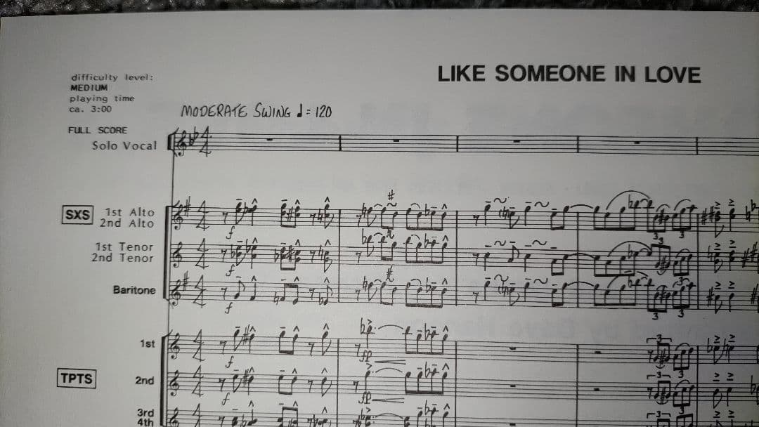 ボーカル　ビッグバンド譜面：LIKE SOME ONE IN LOVE