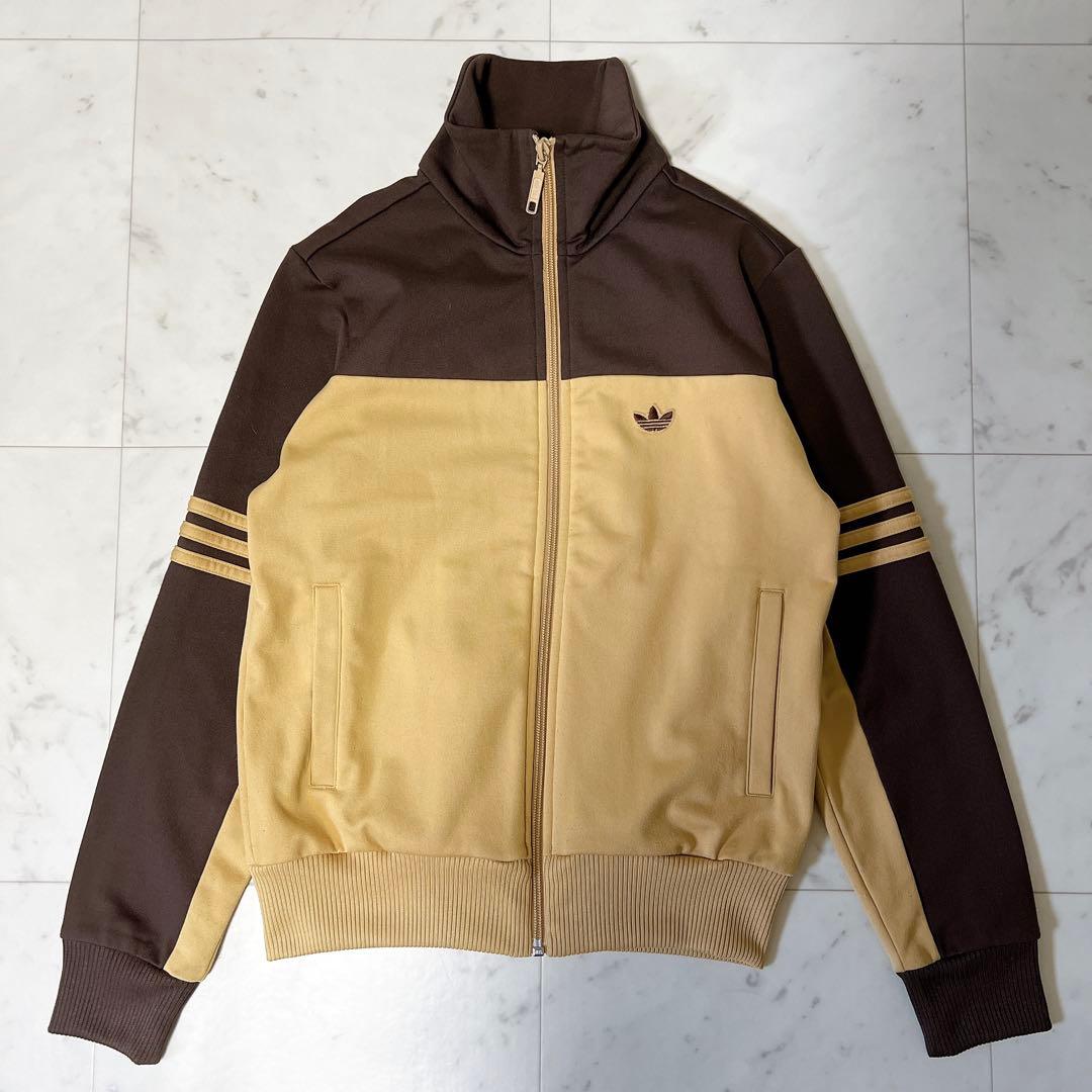 アディダス トラックジャケット ベージュ×ブラウン アースカラー Sサイズ