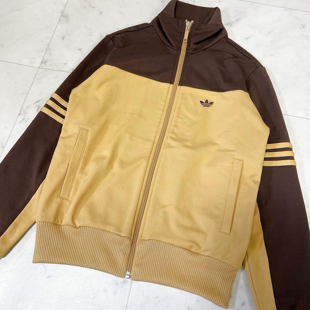 アディダス トラックジャケット ベージュ×ブラウン アースカラー Sサイズ