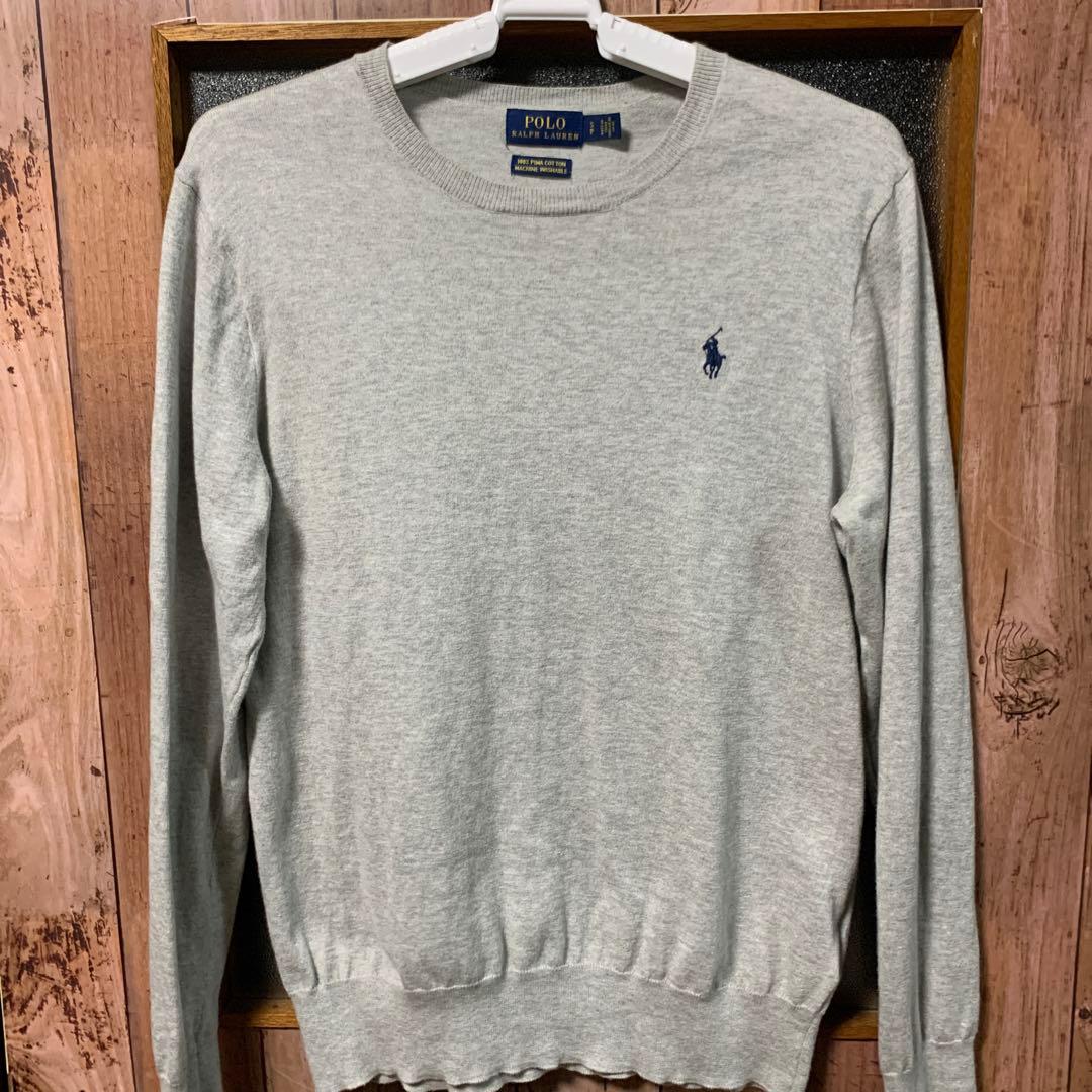 ラルフローレン　ピマコットン　薄手　セーター　グレー