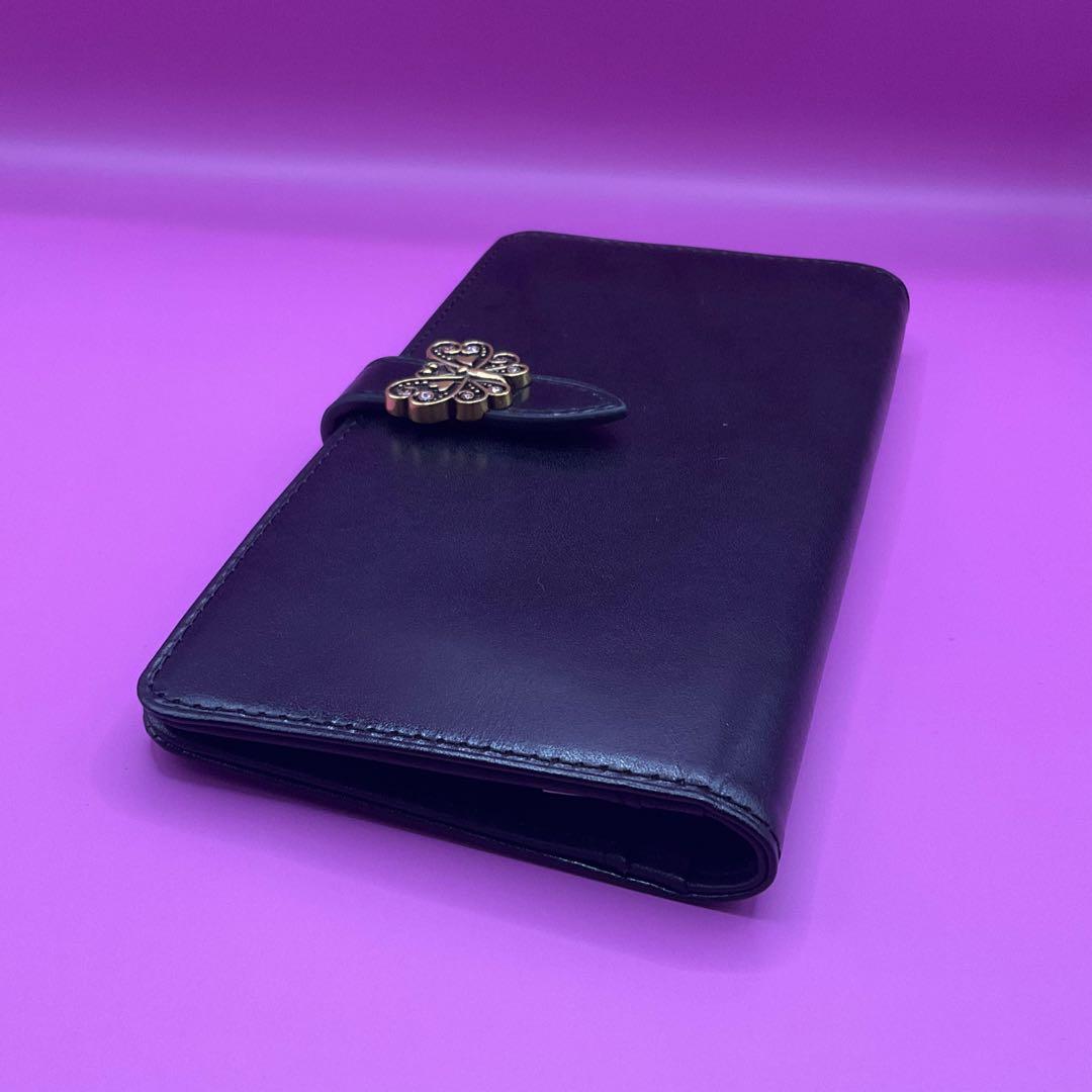 【新品】ANNA SUIロジェ財布★アナスイ薄マチコンパクト長財布ブラック