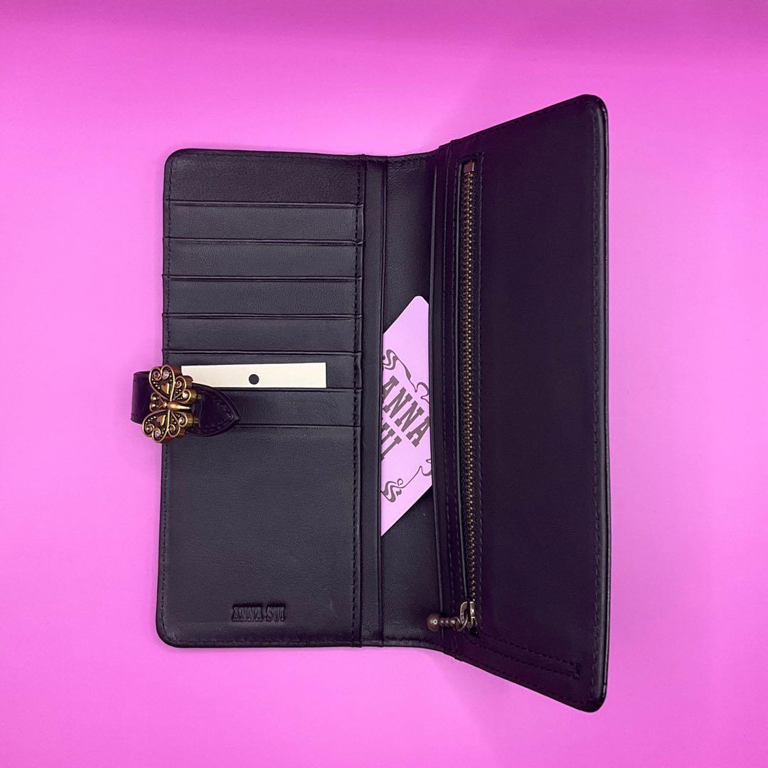 【新品】ANNA SUIロジェ財布★アナスイ薄マチコンパクト長財布ブラック