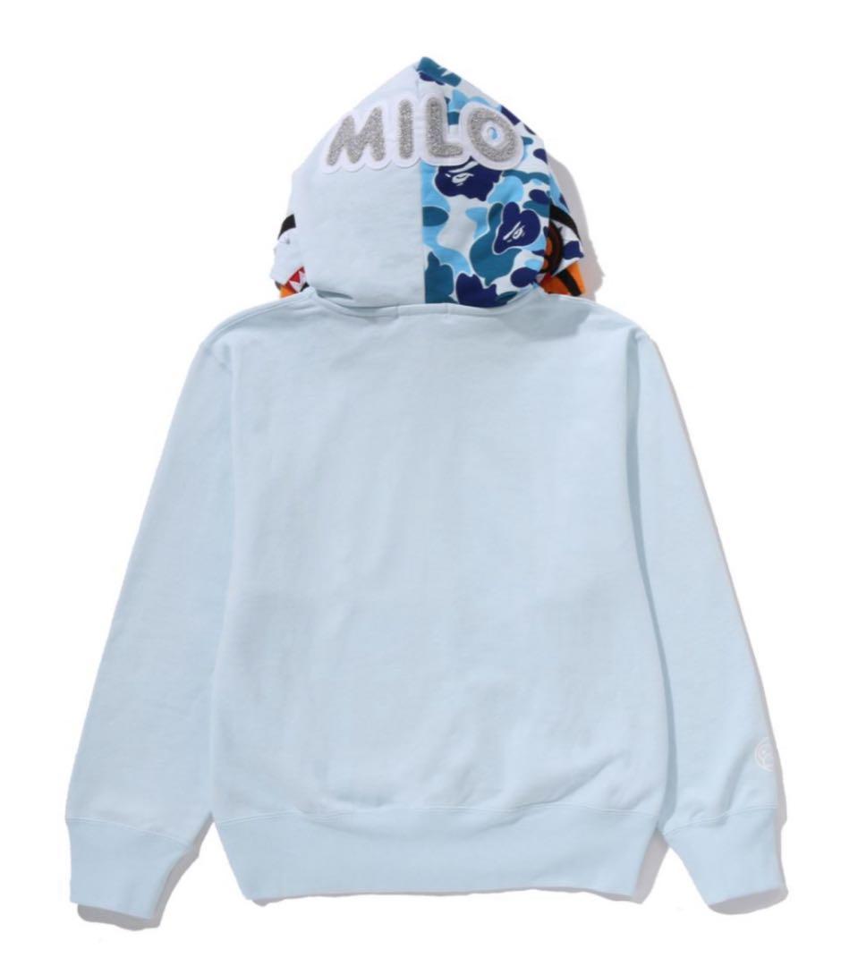トップス BAPE MILO SHARK FULL ZIP DOUBLE HOODIE M