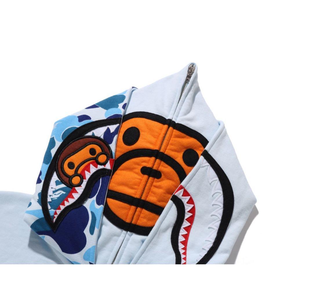 トップス BAPE MILO SHARK FULL ZIP DOUBLE HOODIE M