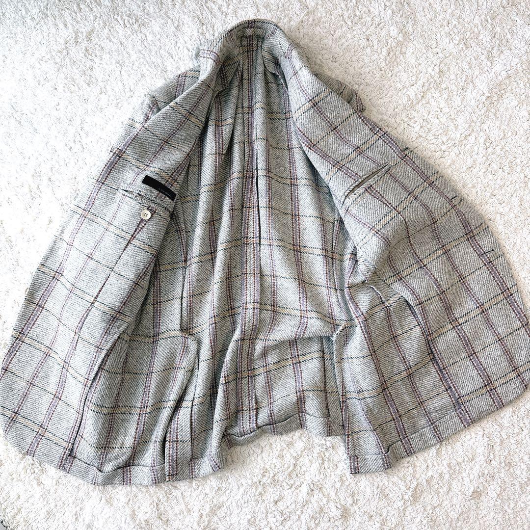 ロケット ラルディーニ　チェック柄 テーラードジャケット　シルク　M