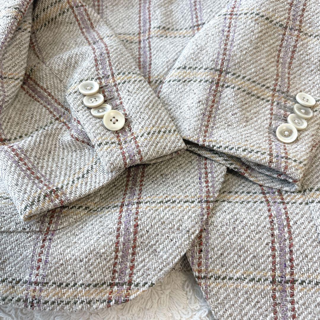 ロケット ラルディーニ　チェック柄 テーラードジャケット　シルク　M