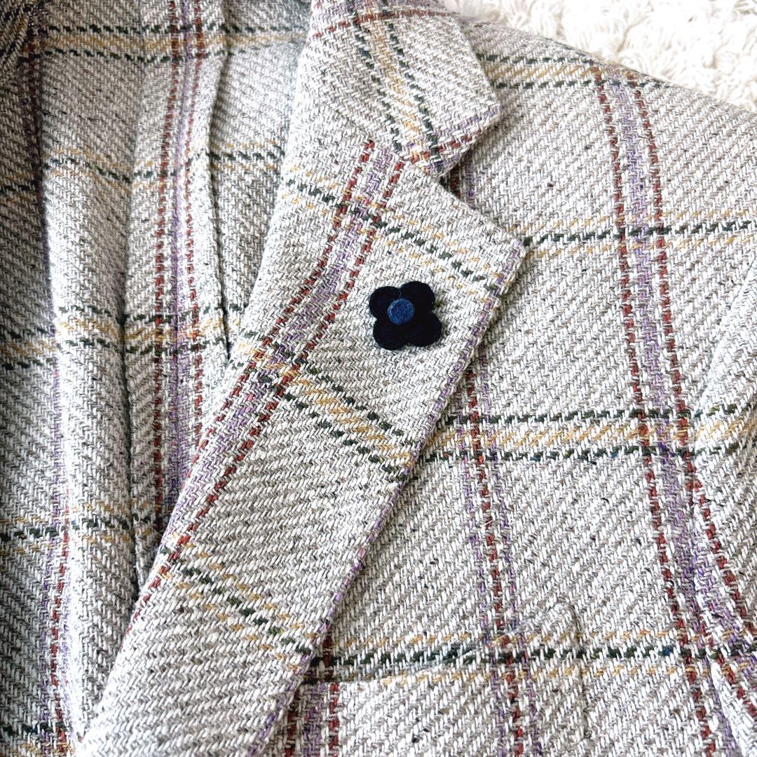 ロケット ラルディーニ　チェック柄 テーラードジャケット　シルク　M