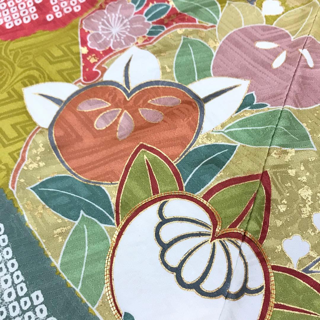 梅乃【102】正絹　振袖　古典　フルセット　三越　大人　熨斗に花丸紋