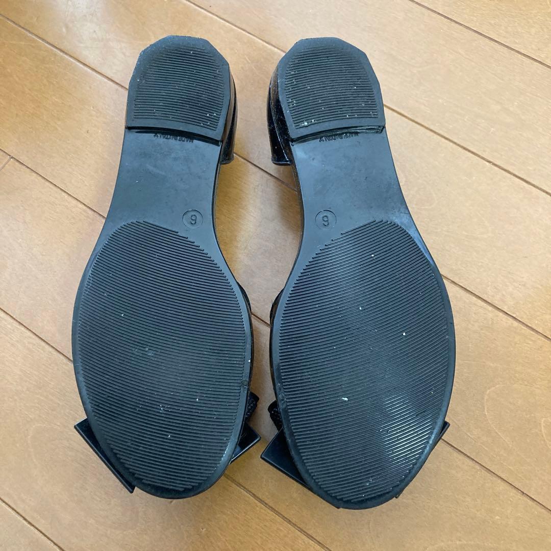 Ferragamo ラバー　サンダル　リボンモチーフ　ブラック　サイズ6