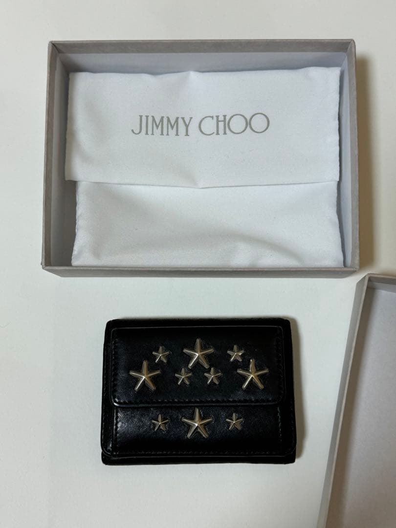 JIMMY CHOO ミニ財布 黒 レザー 星型スタッズ