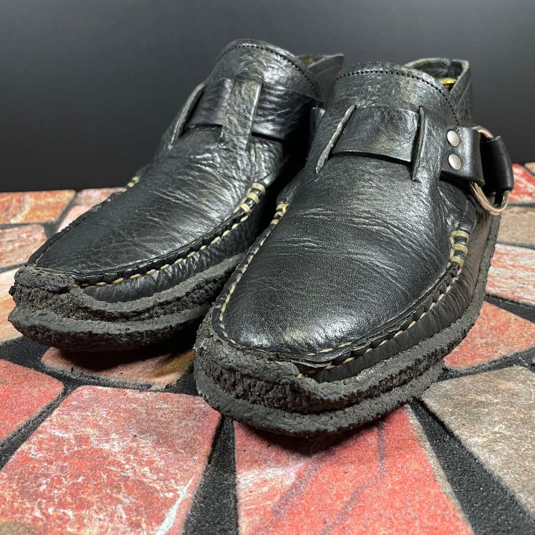 ユケテン　本革　デッキシューズ　ローファー　スリッポン　クレープソール　黒　26