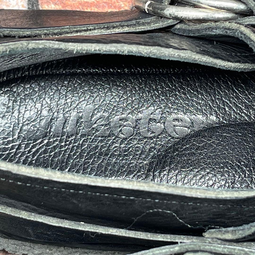 ユケテン　本革　デッキシューズ　ローファー　スリッポン　クレープソール　黒　26