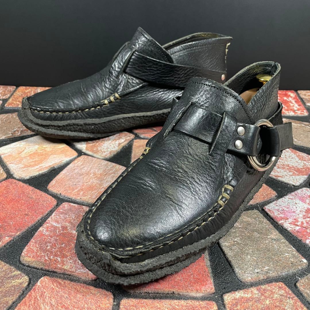 ユケテン　本革　デッキシューズ　ローファー　スリッポン　クレープソール　黒　26