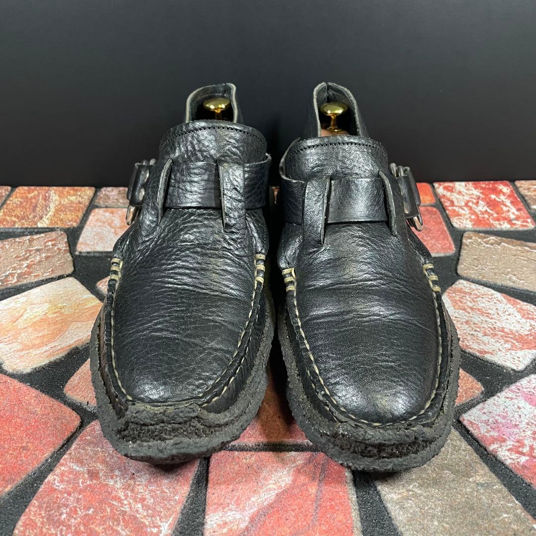 ユケテン　本革　デッキシューズ　ローファー　スリッポン　クレープソール　黒　26