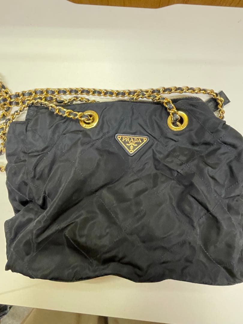 PRADA プラダ ナイロン チェーンショルダーバッグ ブラック