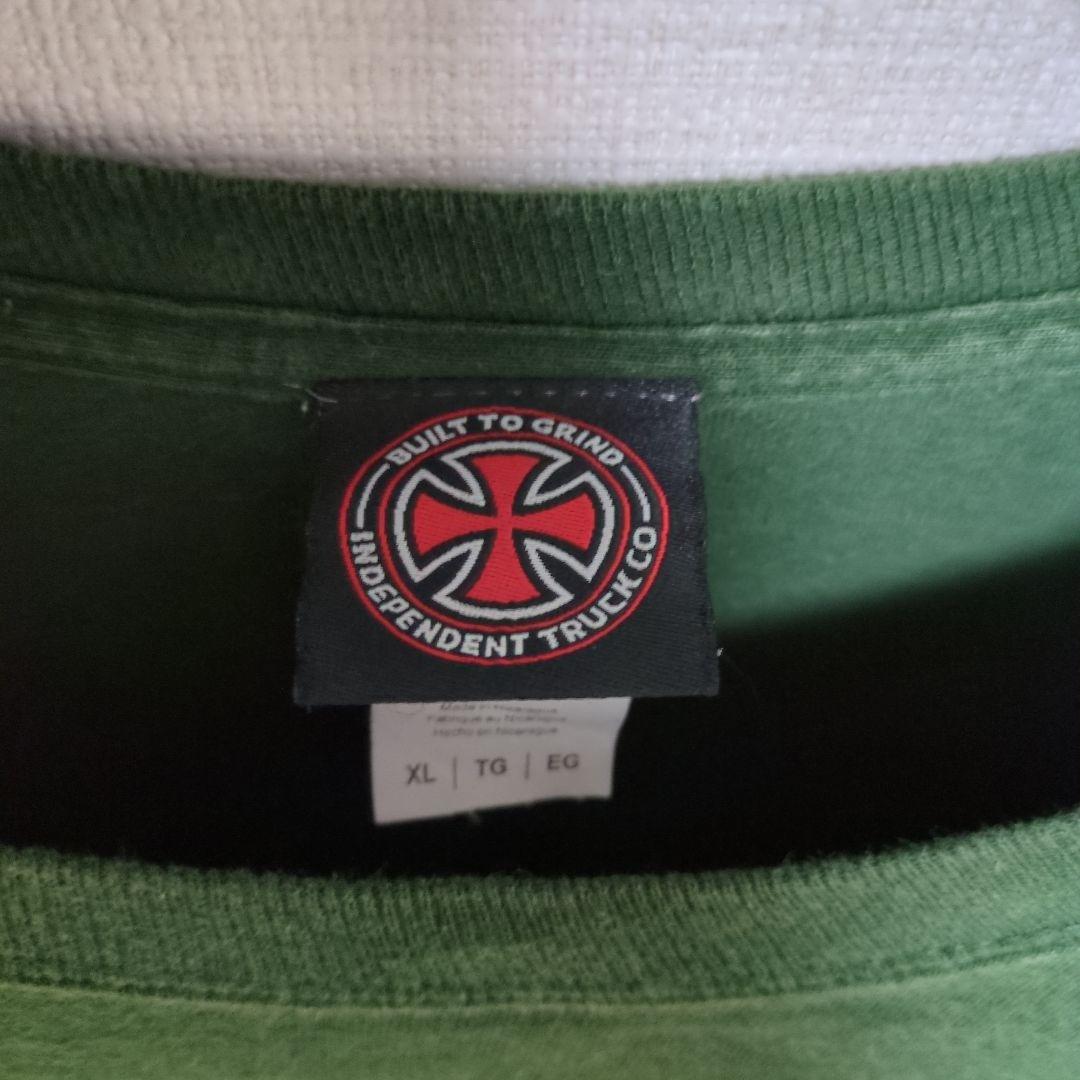 00s Y2K 袖ロゴ　クロス　グリーン　インディペンデント
