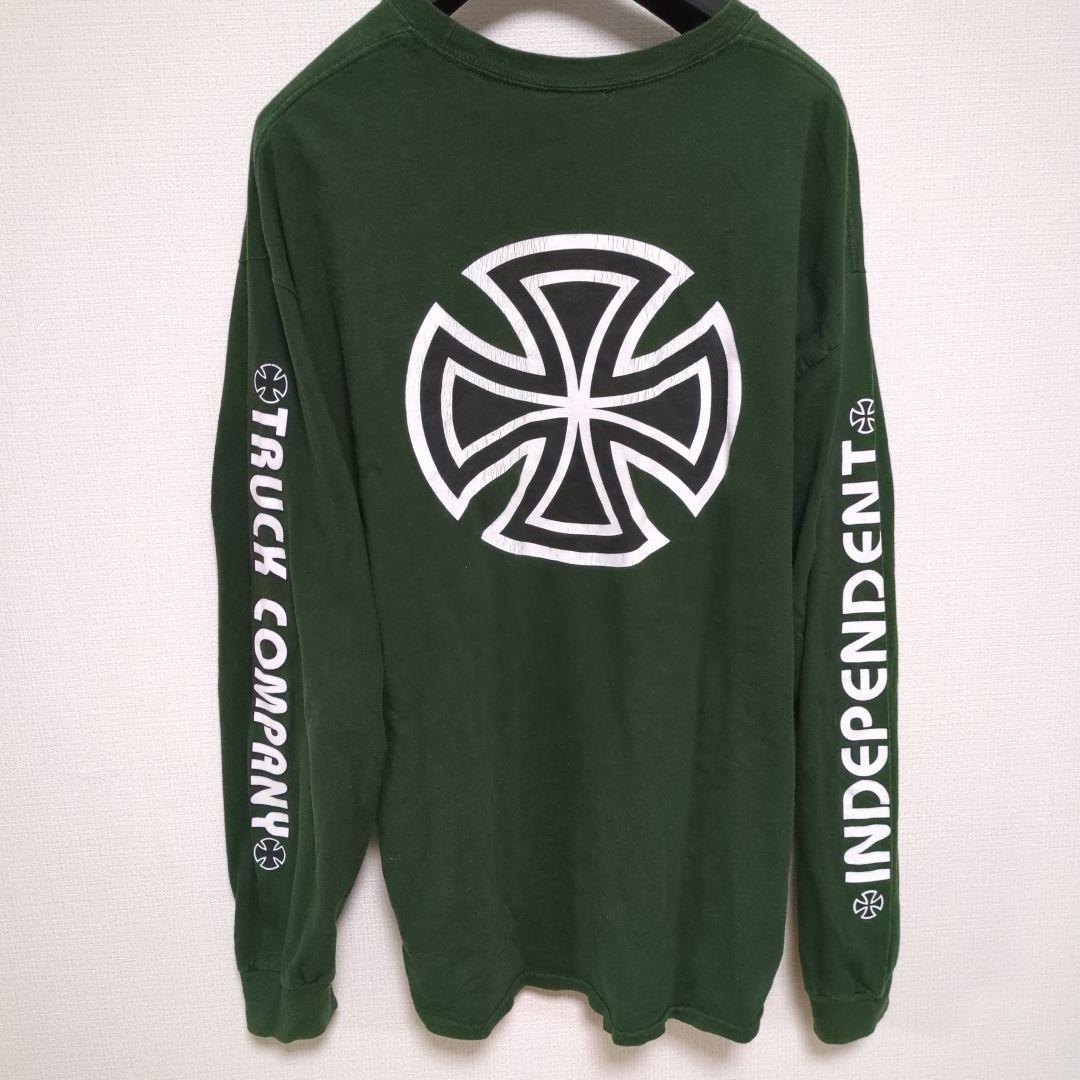 00s Y2K 袖ロゴ　クロス　グリーン　インディペンデント