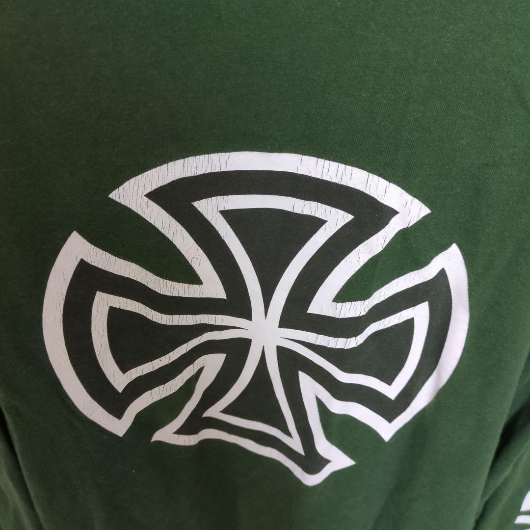 00s Y2K 袖ロゴ　クロス　グリーン　インディペンデント