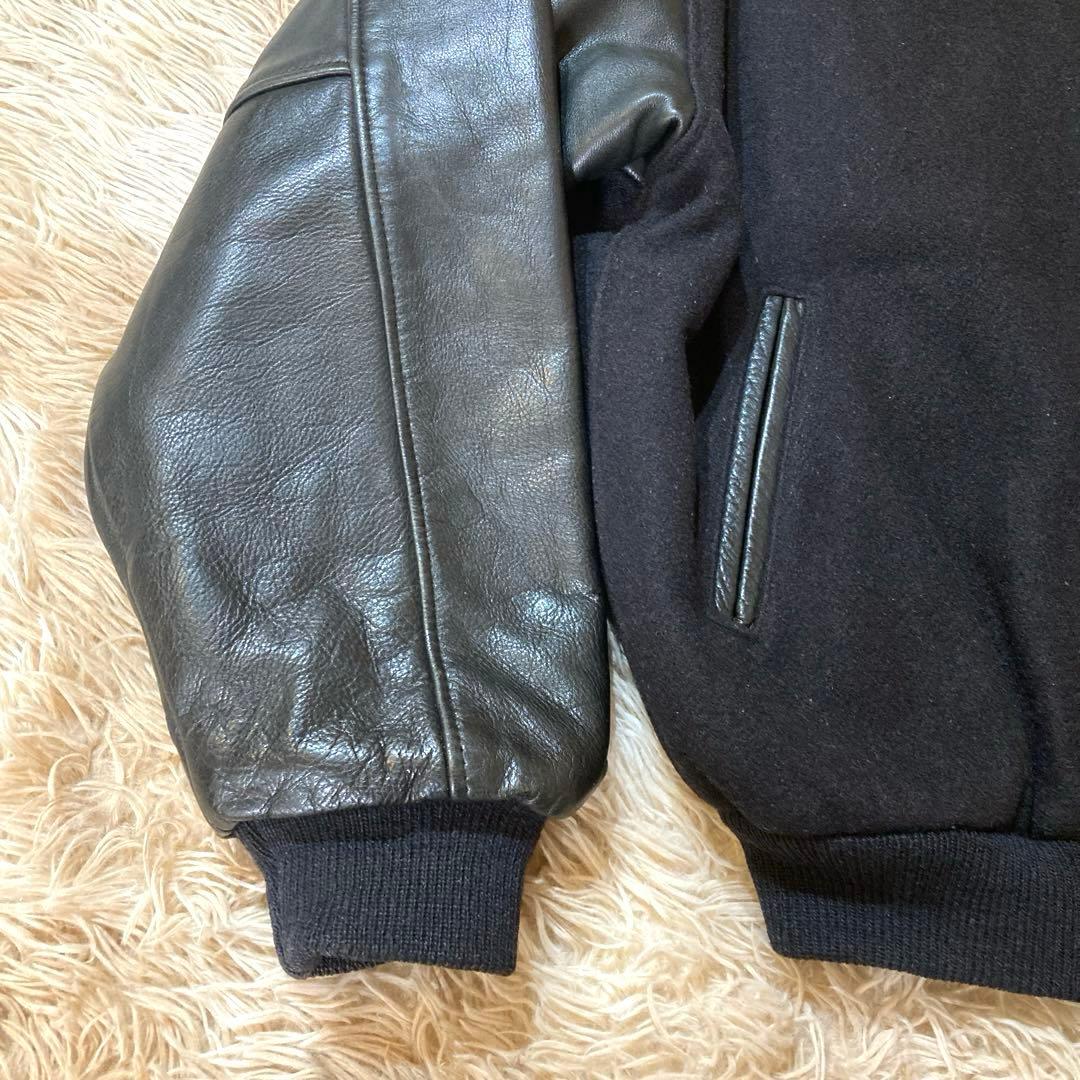 90’s ビンテージ Golden Bear スタジャン 袖レザー ブラック