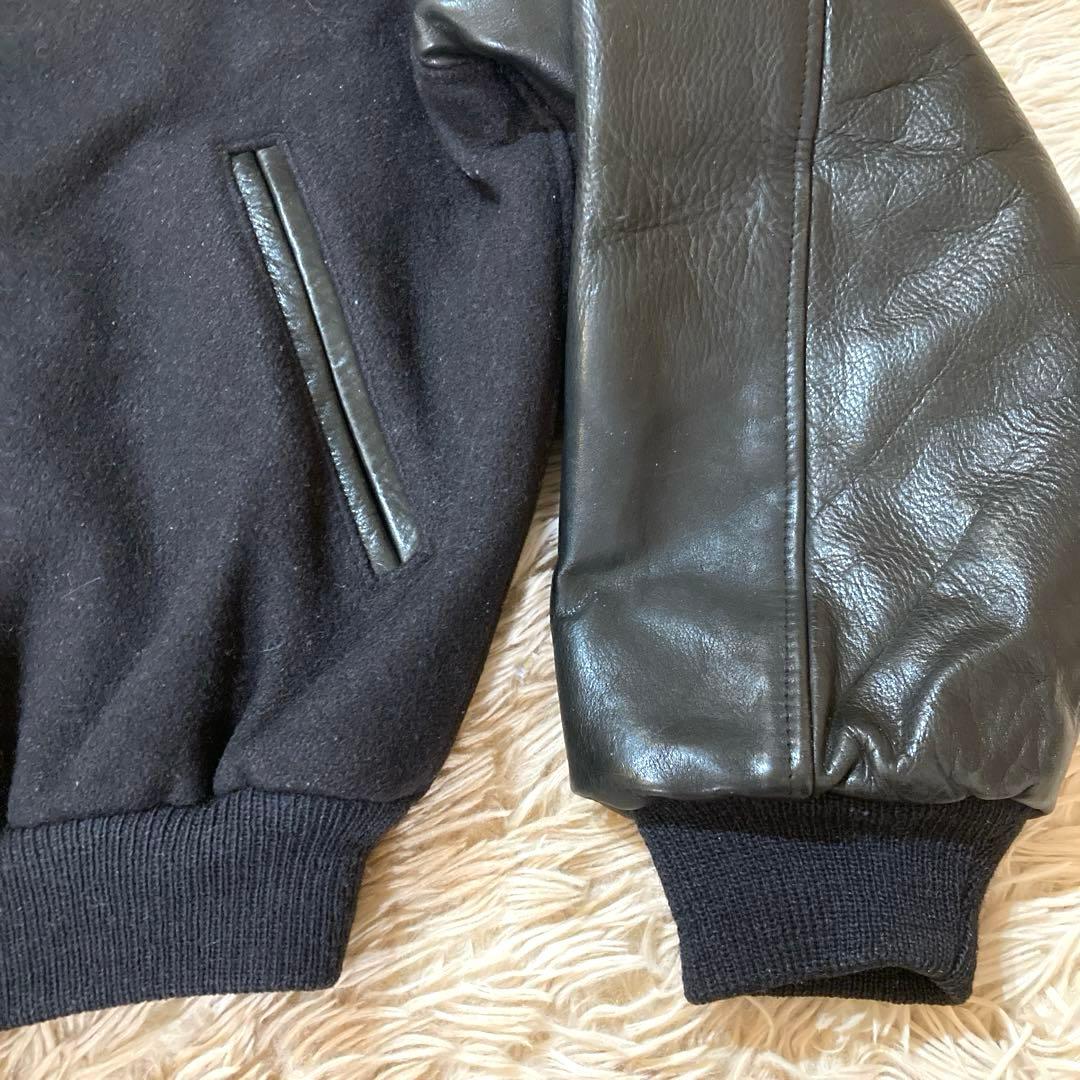 90’s ビンテージ Golden Bear スタジャン 袖レザー ブラック