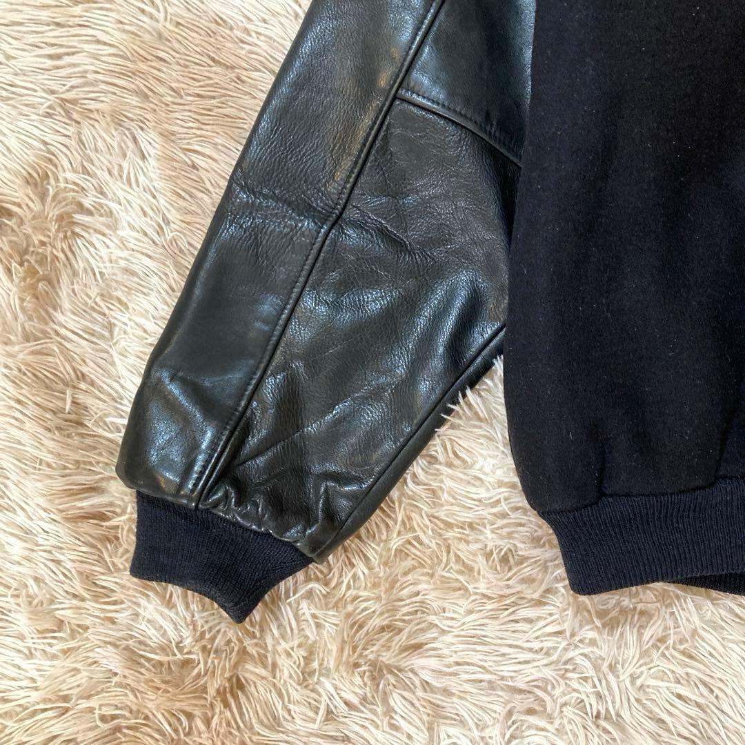 90’s ビンテージ Golden Bear スタジャン 袖レザー ブラック