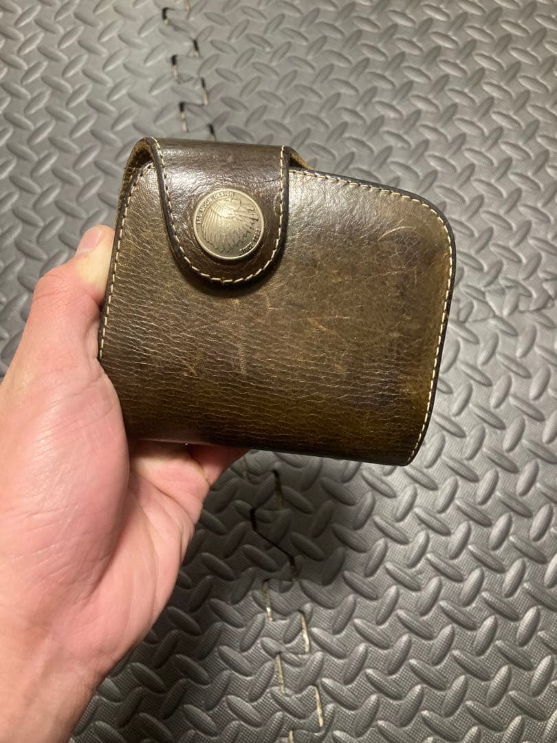 RED MOON 二つ折り財布 グリーン　レザー　レッドムーン　ウォレット