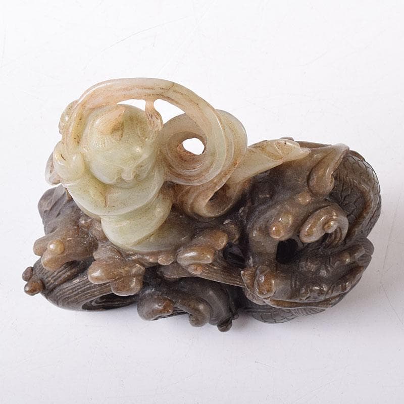 天馬中国　玉石彫刻　天女像　人物像　置物　V　R8341