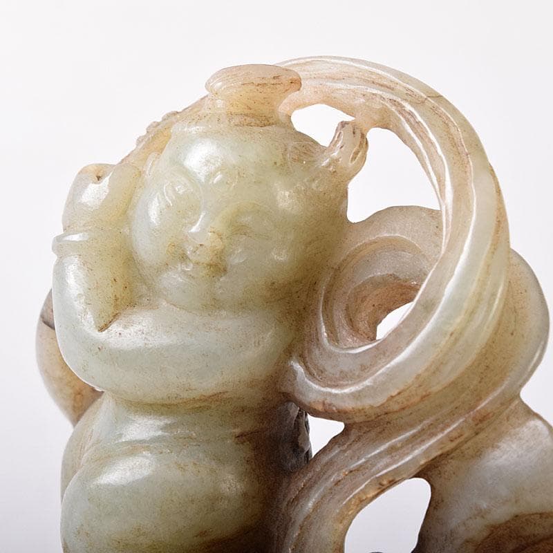 天馬中国　玉石彫刻　天女像　人物像　置物　V　R8341