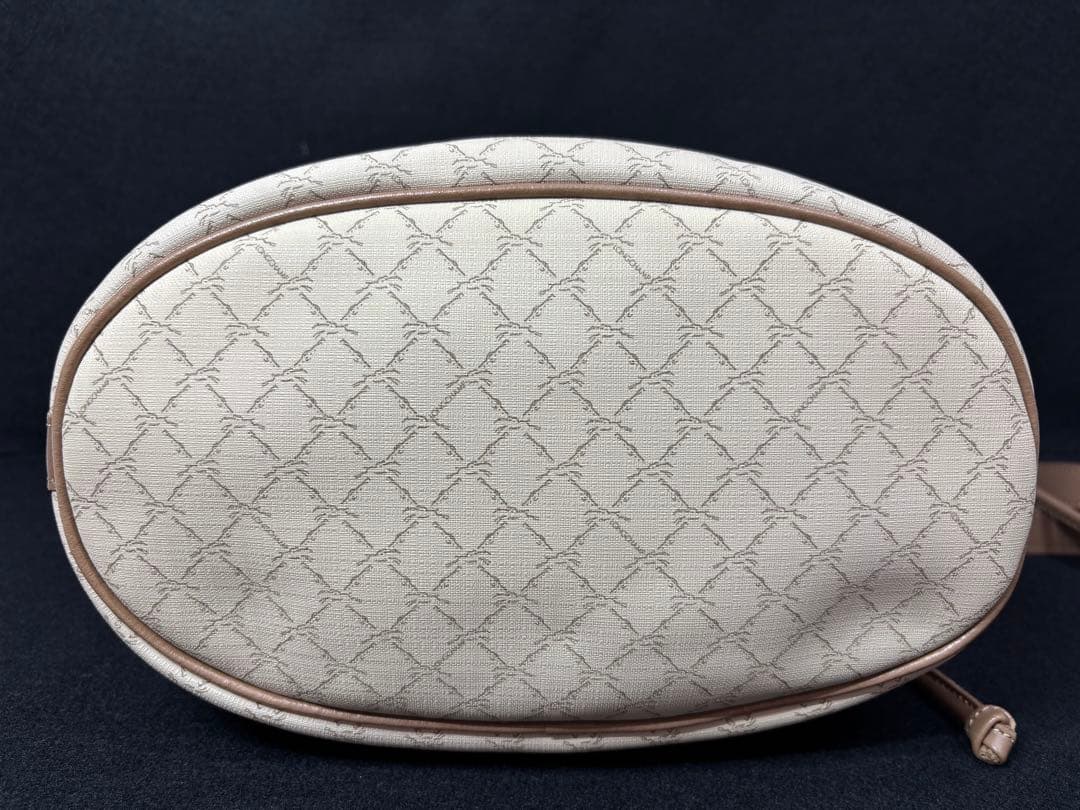 未使用級　ロンシャン　巾着型ショルダーバッグ　PVC レザー　バケット　ブラウン