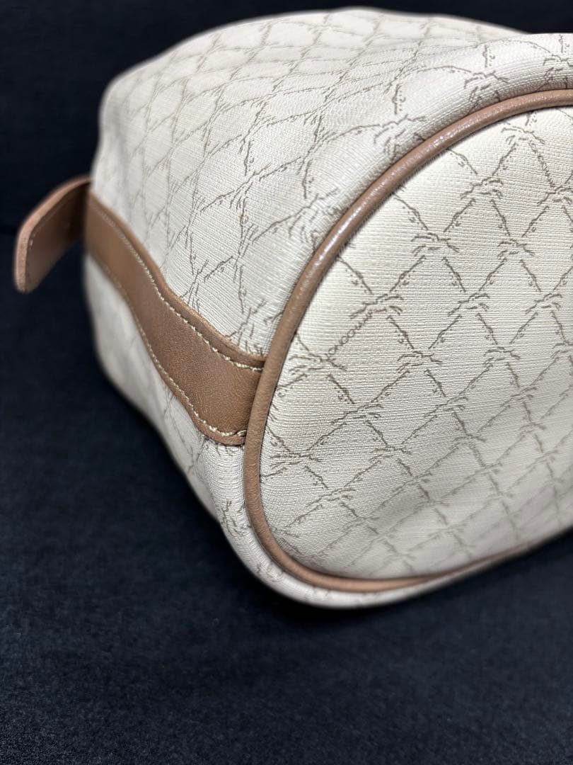 未使用級　ロンシャン　巾着型ショルダーバッグ　PVC レザー　バケット　ブラウン