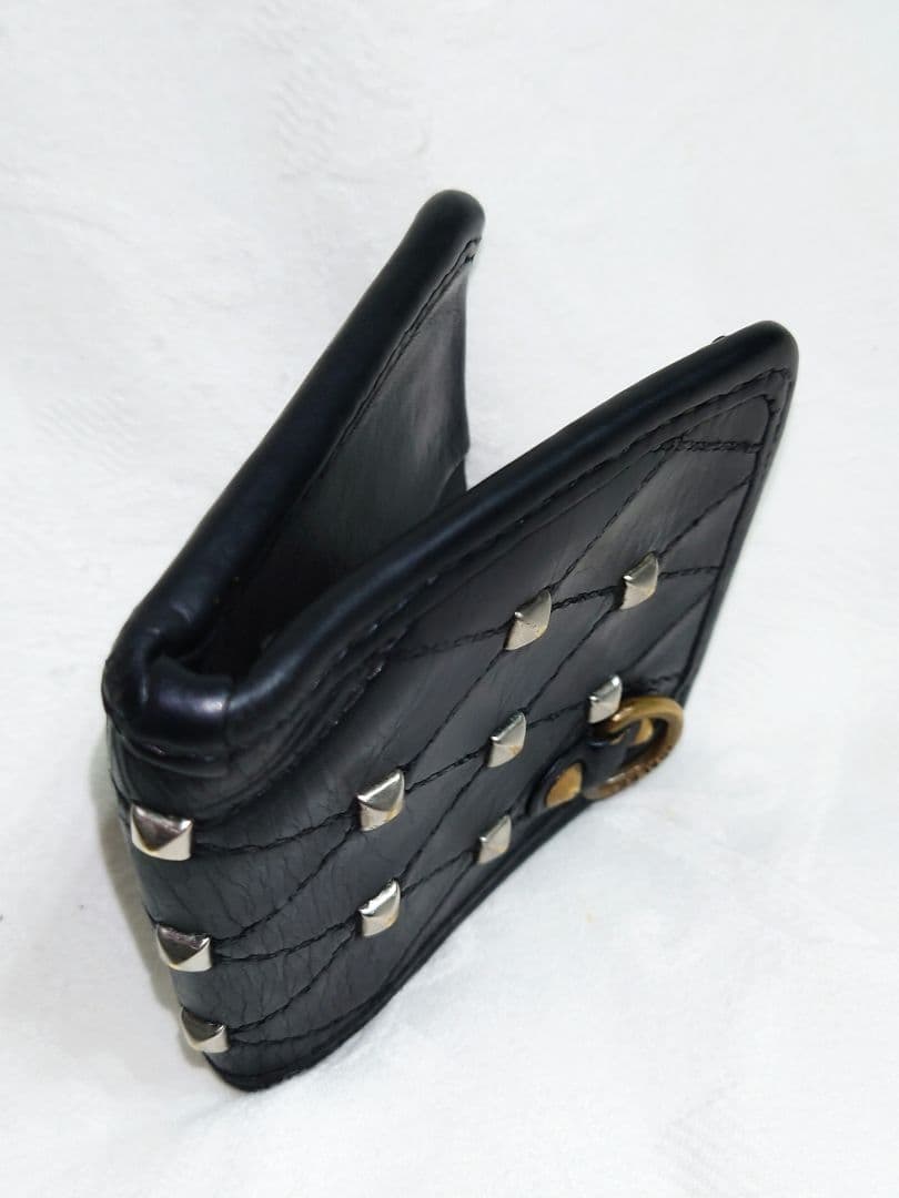 CALEE 2つ折り財布 スタッズ ダイヤモンドステッチ