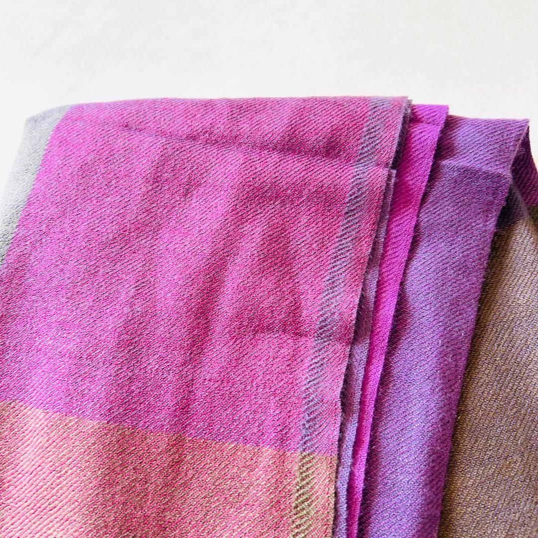 Loro Pianaロロピアーナカシミヤ100%ストール格子マルチマフラー 大判