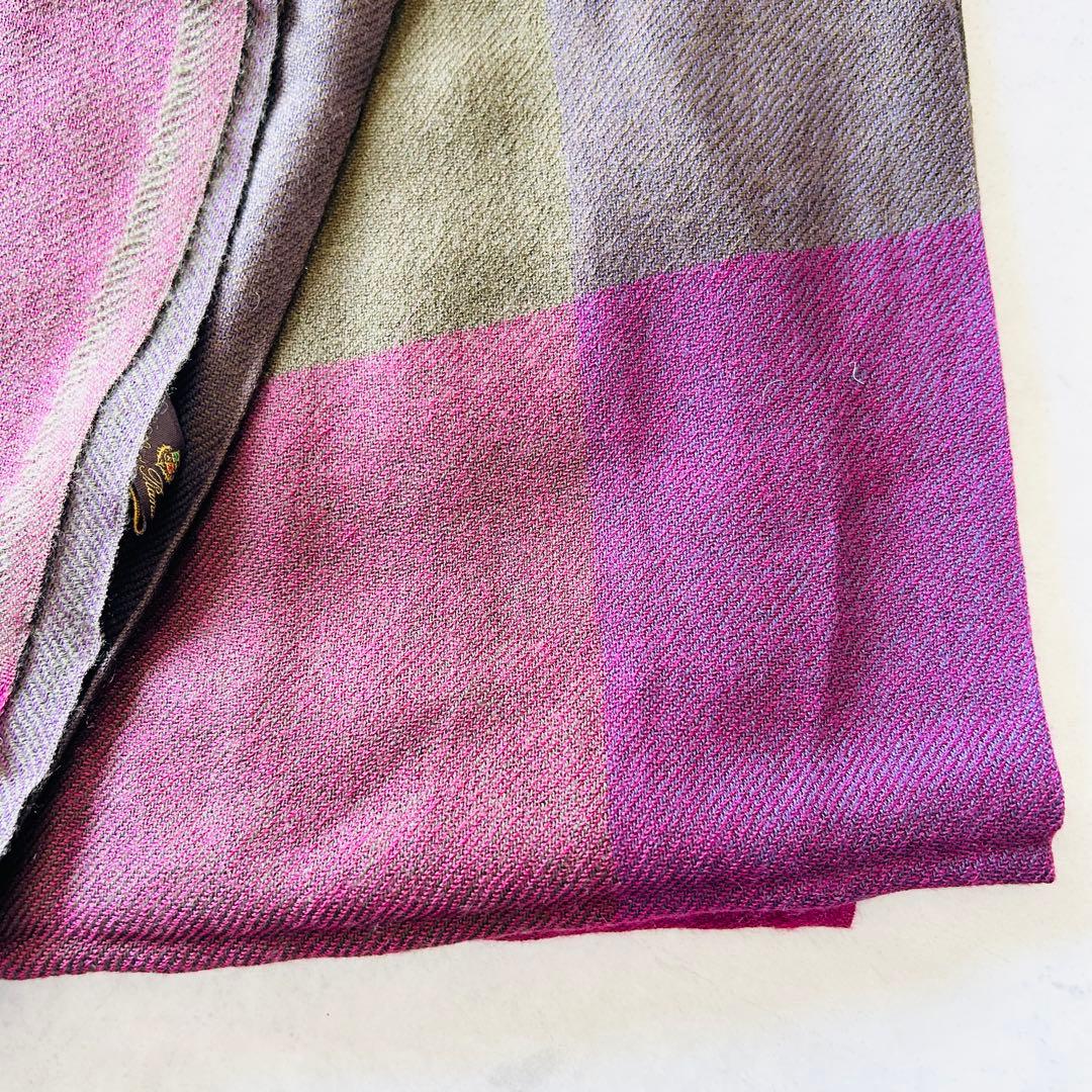 Loro Pianaロロピアーナカシミヤ100%ストール格子マルチマフラー 大判