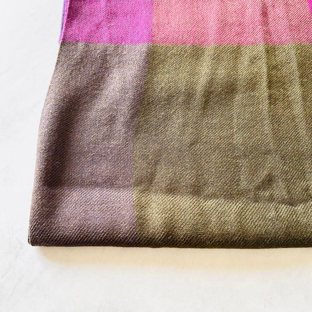 Loro Pianaロロピアーナカシミヤ100%ストール格子マルチマフラー 大判