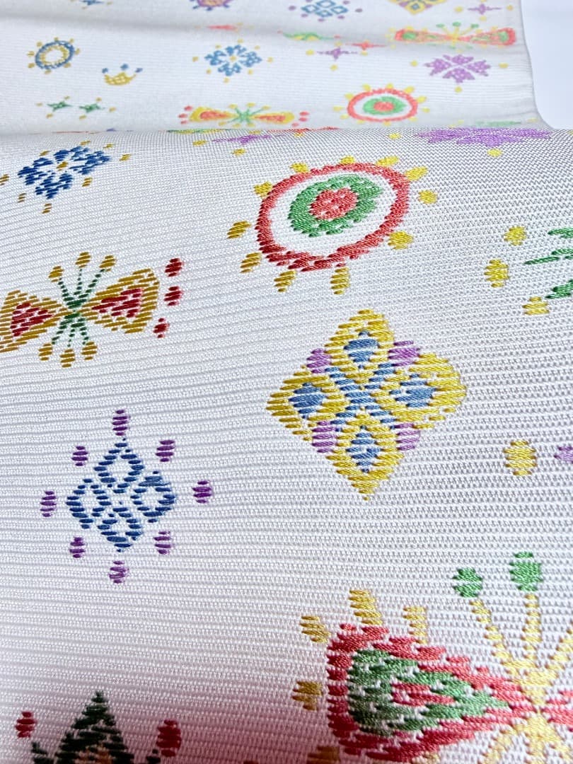 高級 名古屋帯 正絹 六通柄 服部織物 ホワイト 小紋 色無地 約40万円