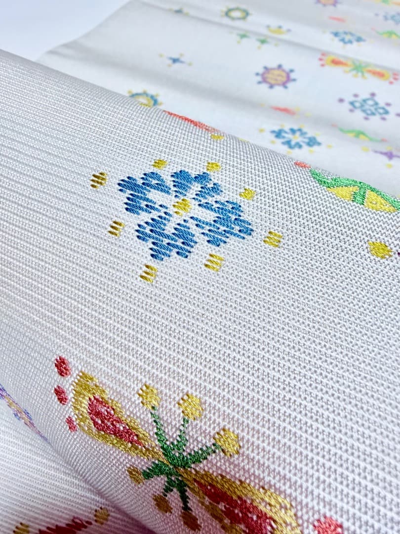 高級 名古屋帯 正絹 六通柄 服部織物 ホワイト 小紋 色無地 約40万円