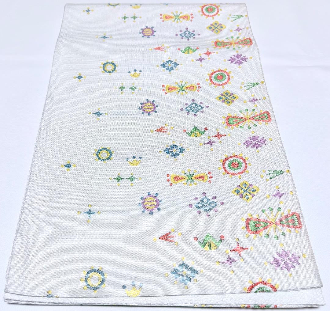 高級 名古屋帯 正絹 六通柄 服部織物 ホワイト 小紋 色無地 約40万円