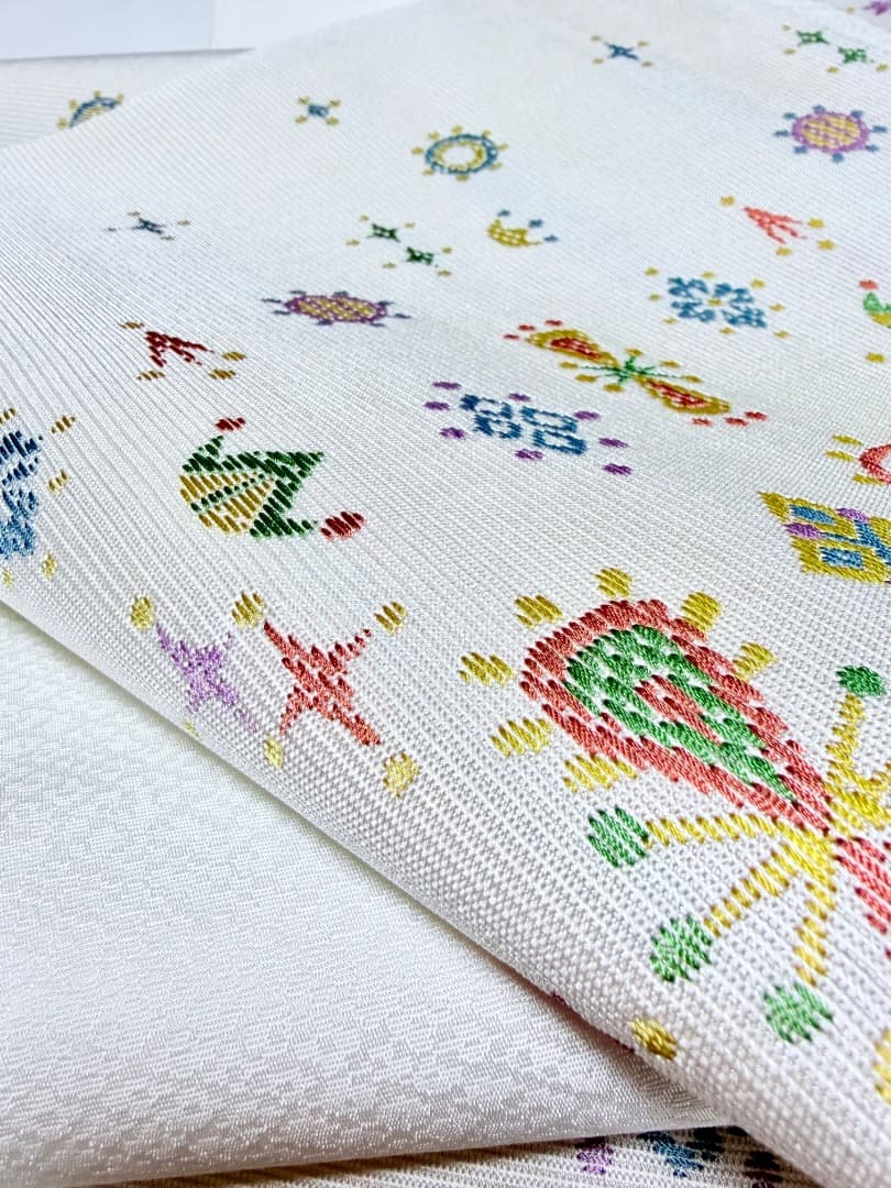 高級 名古屋帯 正絹 六通柄 服部織物 ホワイト 小紋 色無地 約40万円