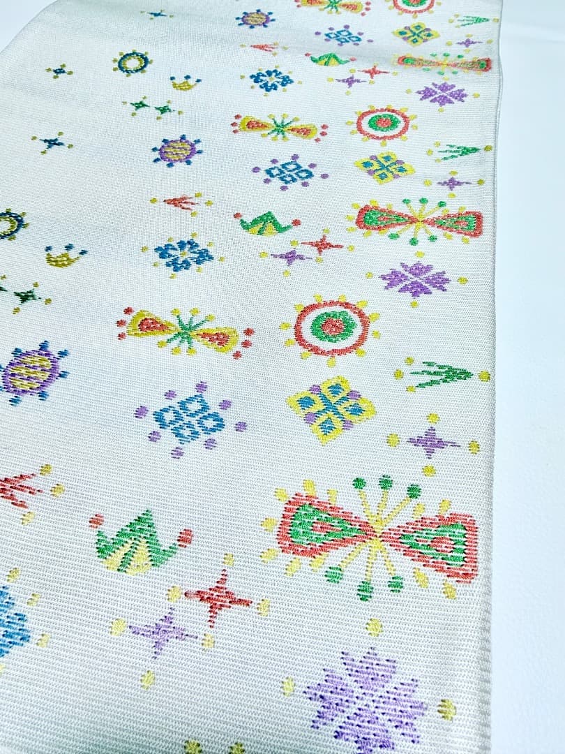 高級 名古屋帯 正絹 六通柄 服部織物 ホワイト 小紋 色無地 約40万円