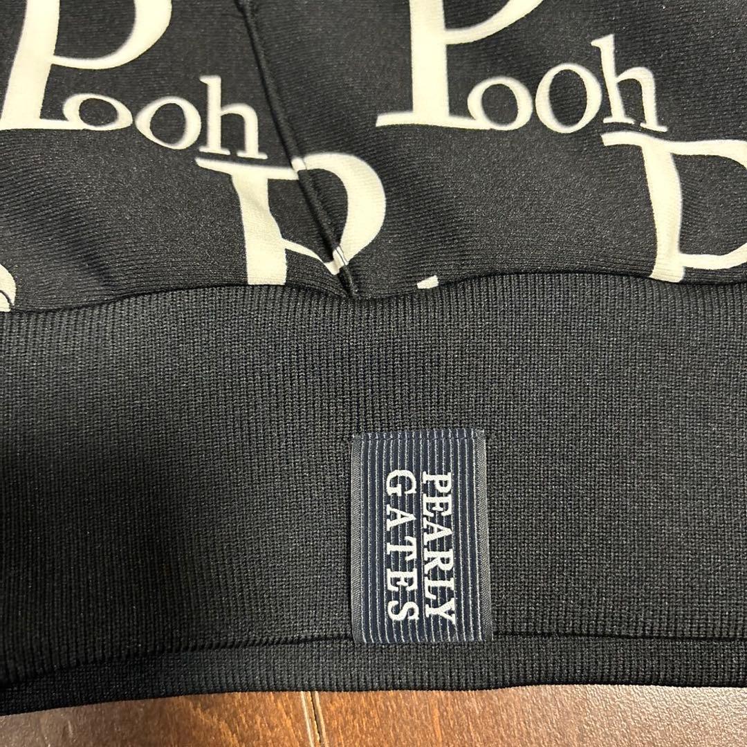 パーリーゲイツPGプーさんロゴプリント裏起毛パーカーブラックサイズ1