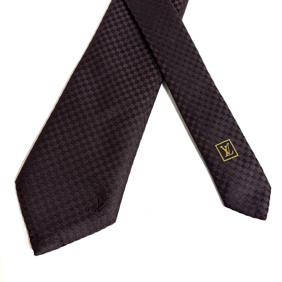 【極美品】LV ヴィトン シルク マイクロダミエ ネクタイ イタリア製 元箱付
