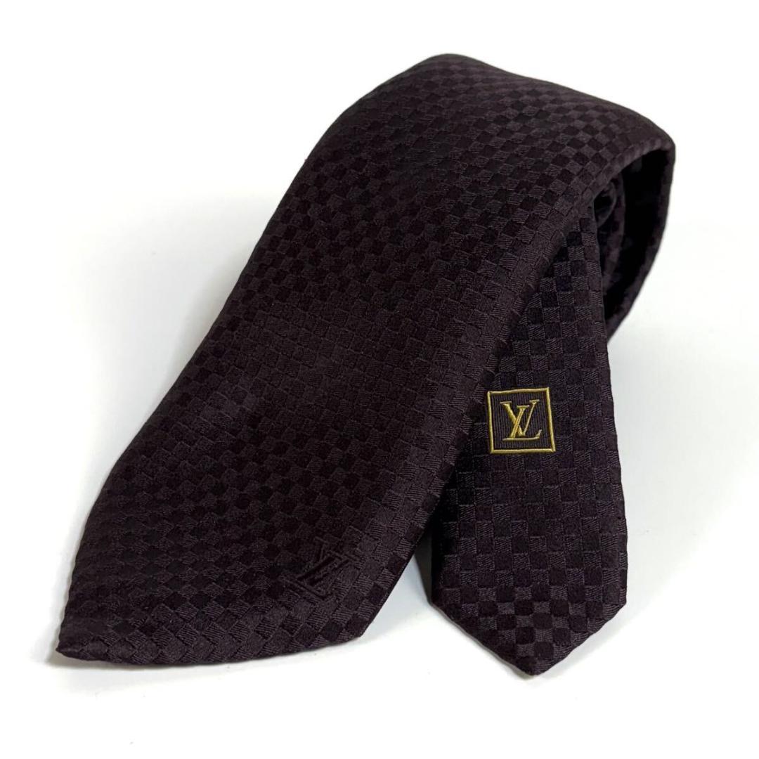 【極美品】LV ヴィトン シルク マイクロダミエ ネクタイ イタリア製 元箱付