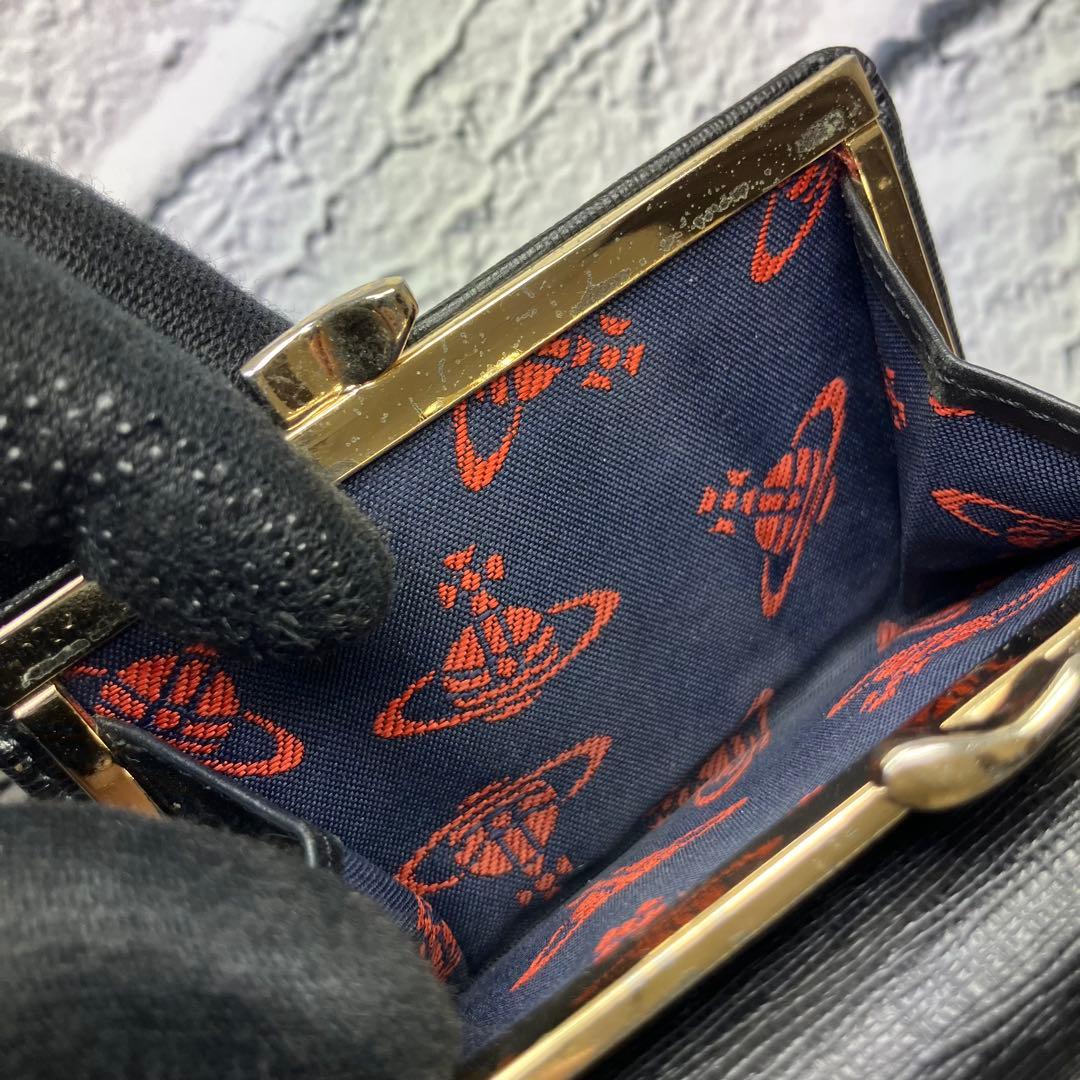 ヴィヴィアンウエストウッド✨がま口 オーブ ゴールド金具 三つ折り財布 本革 黒