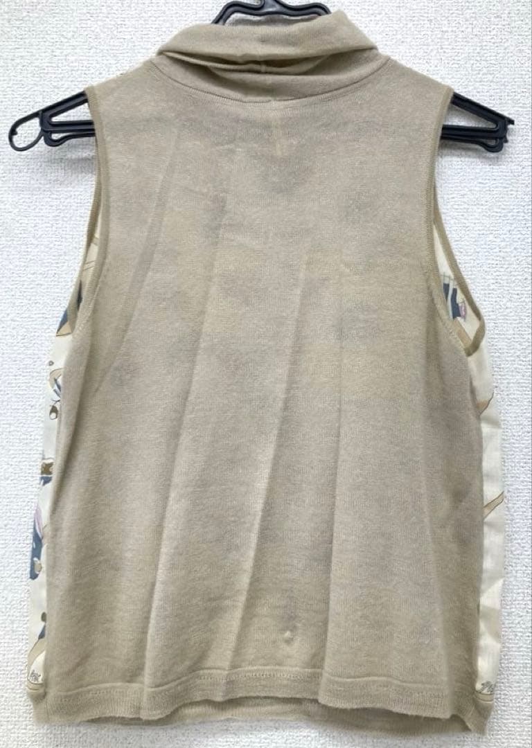 HERMES エルメス ハイネック ノースリーブ ベージュ レディース