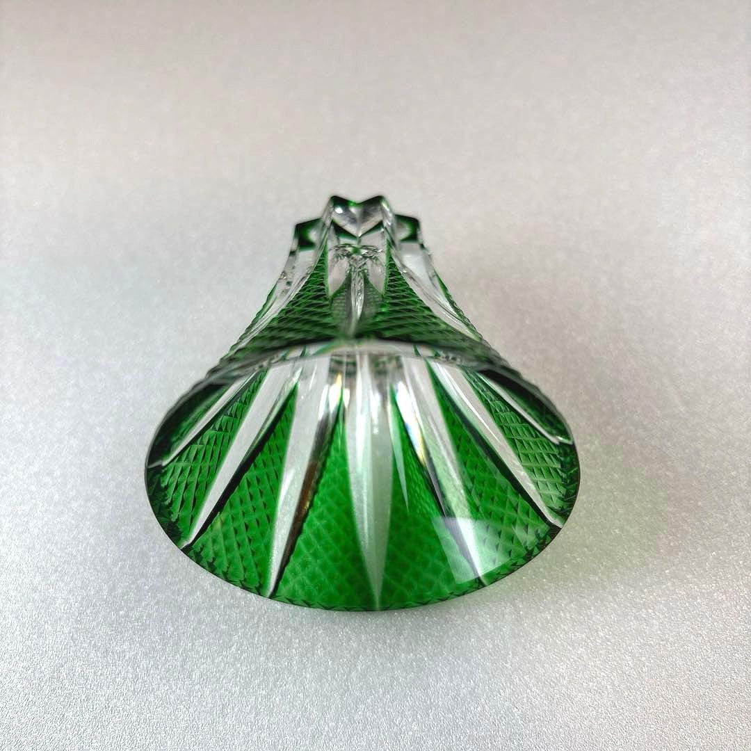 江戸切子　緑色 お猪口