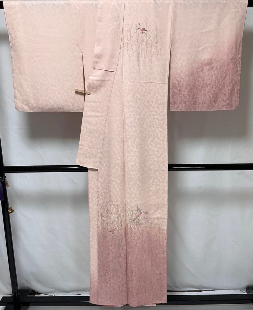 b17 正絹　袷　訪問着　刺繍　金銀彩　極美品　着物